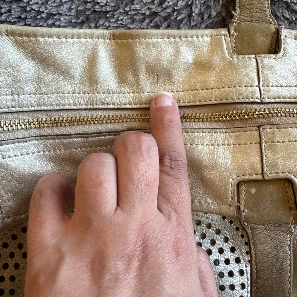 COACH Audrey Gold Perforated Leather Tote
